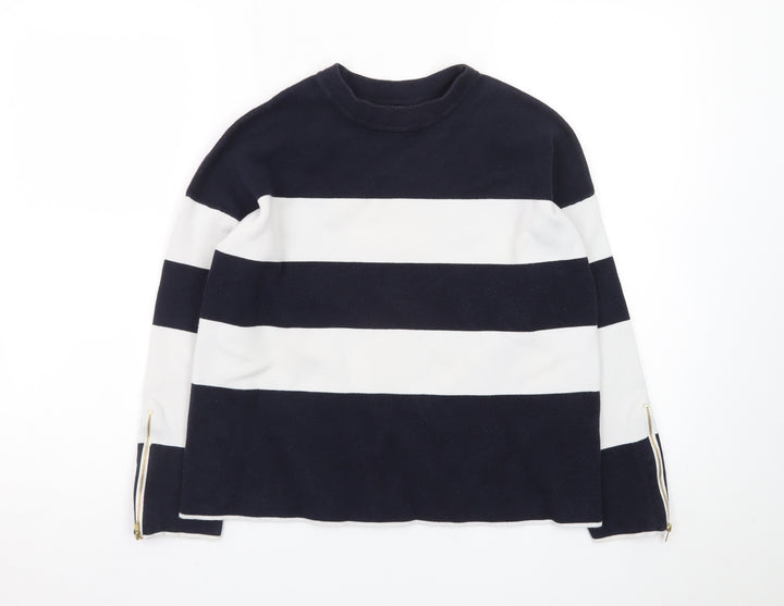 Hobbs Womens Navy White Striped Cotton Crew Neck Jumper XS
