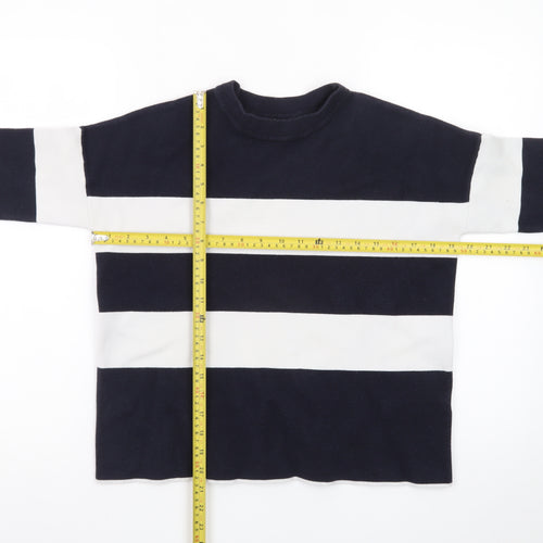 Hobbs Womens Navy White Striped Cotton Crew Neck Jumper XS