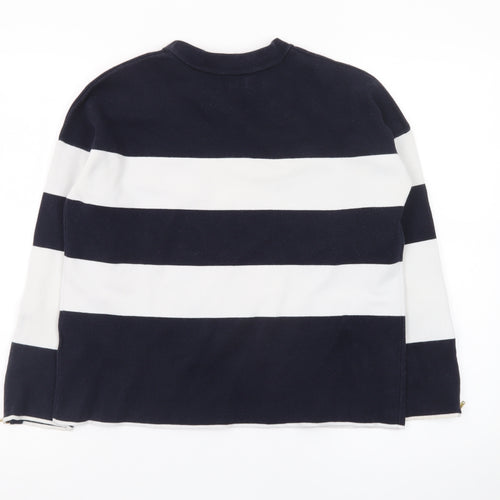 Hobbs Womens Navy White Striped Cotton Crew Neck Jumper XS