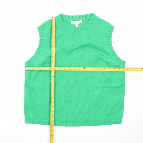 Marks and Spencer Women's Green Knit Sleeveless Vest Jumper L