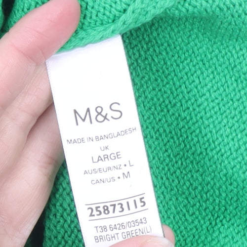 Marks and Spencer Women's Green Knit Sleeveless Vest Jumper L
