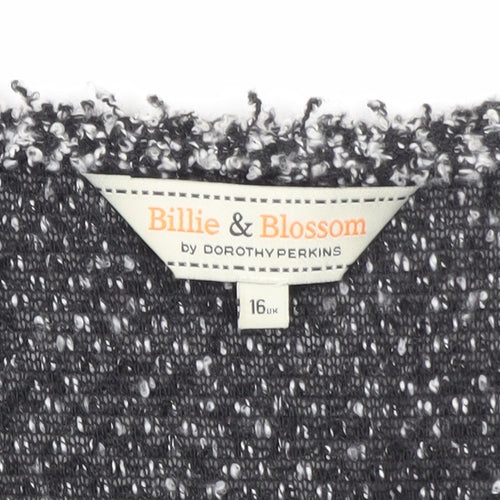 Billie & Blossom by Dorothy Perkins Women's Black & White Open Knit Cardigan Size 16
