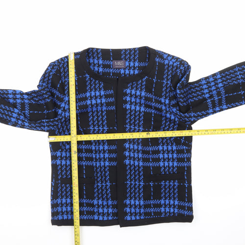 Marks and Spencer Women Blue Check Knit Open Jacket Size 10