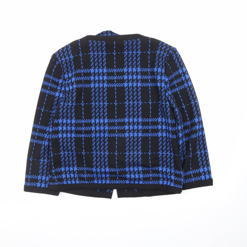 Marks and Spencer Women Blue Check Knit Open Jacket Size 10