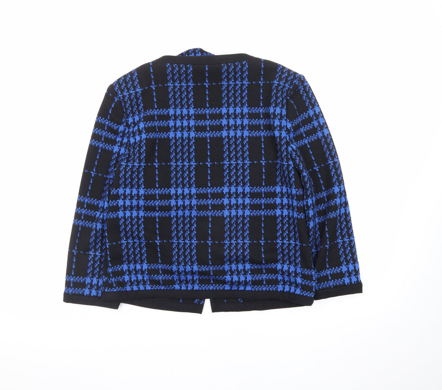 Marks and Spencer Women Blue Check Knit Open Jacket Size 10