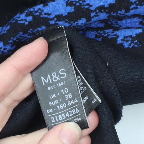 Marks and Spencer Women Blue Check Knit Open Jacket Size 10