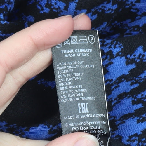 Marks and Spencer Women Blue Check Knit Open Jacket Size 10