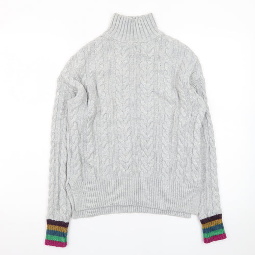 Boden Women’s Grey Cable-Knit Roll Neck Jumper Size S