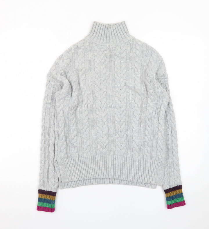 Boden Women’s Grey Cable-Knit Roll Neck Jumper Size S