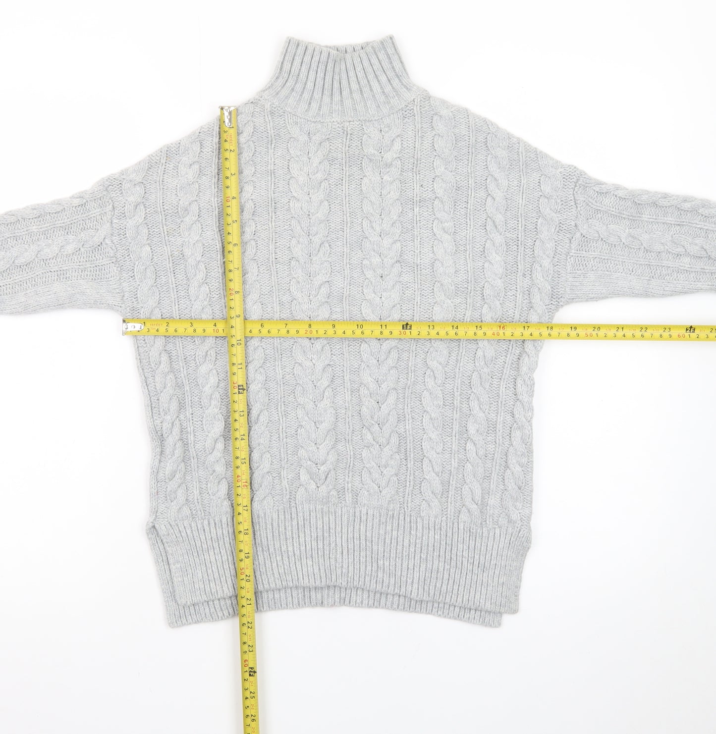 Boden Women’s Grey Cable-Knit Roll Neck Jumper Size S