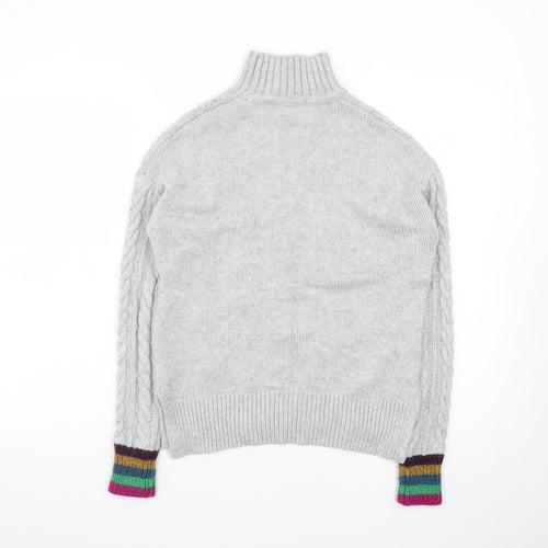 Boden Women’s Grey Cable-Knit Roll Neck Jumper Size S