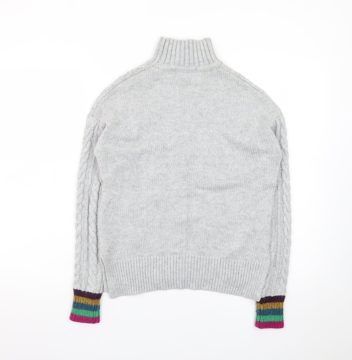 Boden Women’s Grey Cable-Knit Roll Neck Jumper Size S