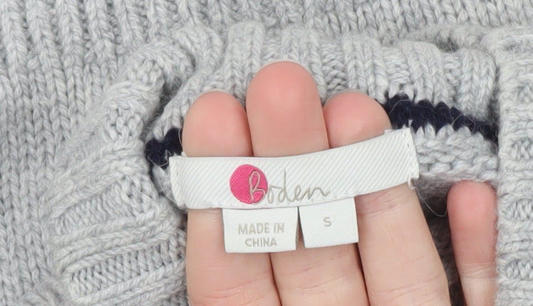 Boden Women’s Grey Cable-Knit Roll Neck Jumper Size S