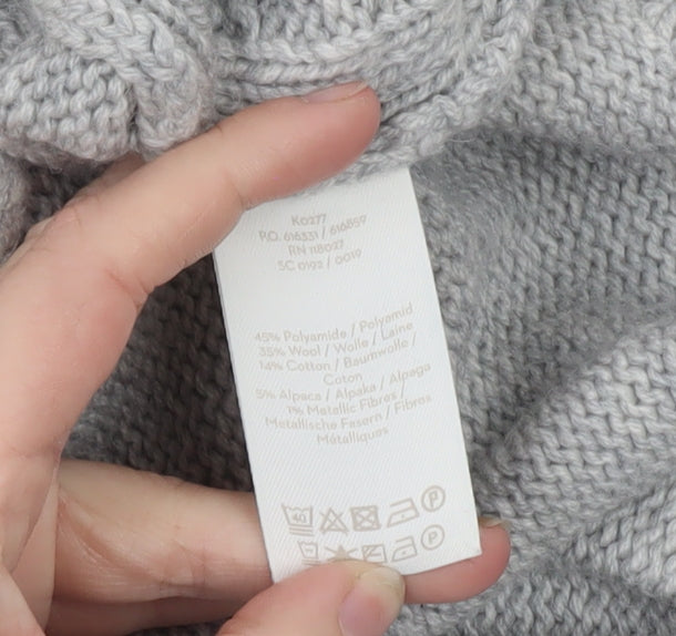Boden Women’s Grey Cable-Knit Roll Neck Jumper Size S