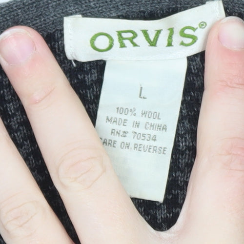 Orvis Womens Grey Wool Long Sleeve Open Front Cardigan L