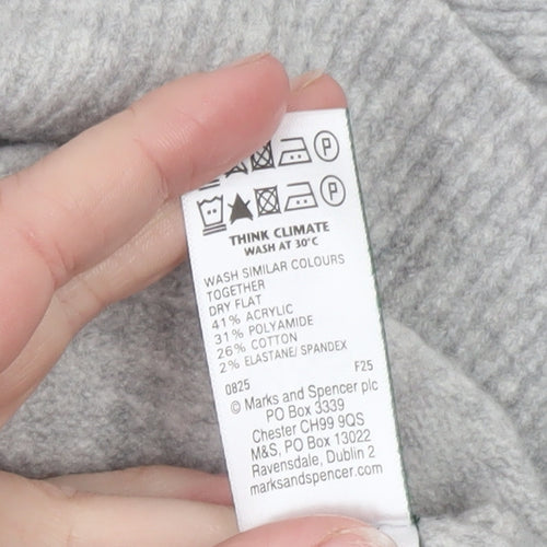 Marks and Spencer Women's Grey Collared Short Sleeve Knit Cardigan L