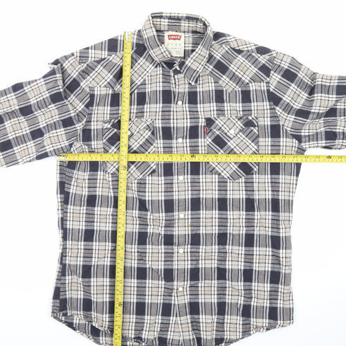 Levi's Men's Blue Check Flannel Long Sleeve Button-Up Shirt XL