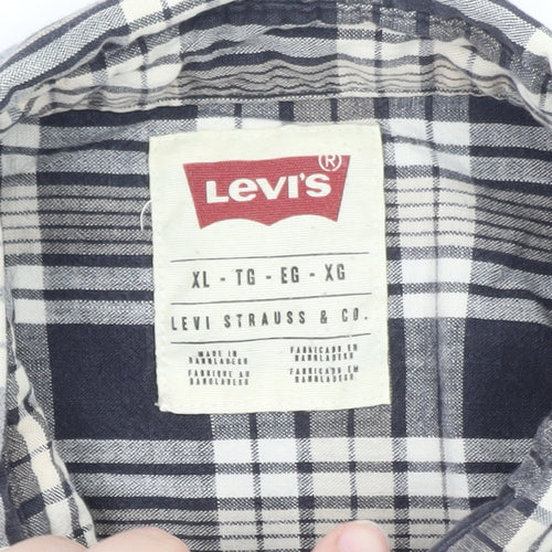 Levi's Men's Blue Check Flannel Long Sleeve Button-Up Shirt XL