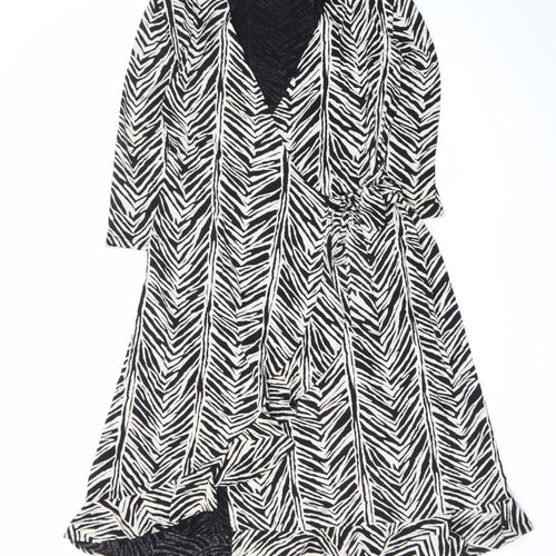 Kaliko Women's Black Animal Print Wrap Midi Dress Size 12