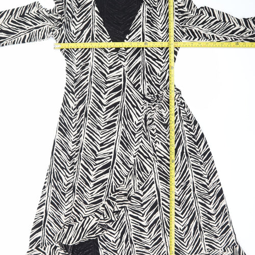 Kaliko Women's Black Animal Print Wrap Midi Dress Size 12