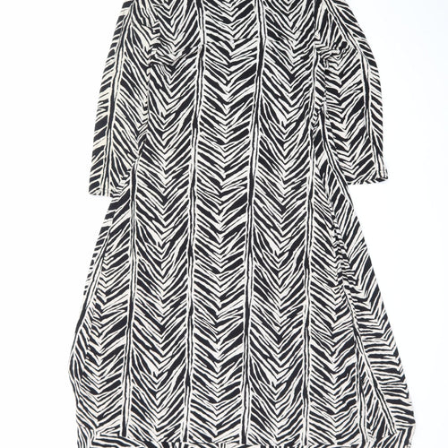 Kaliko Women's Black Animal Print Wrap Midi Dress Size 12
