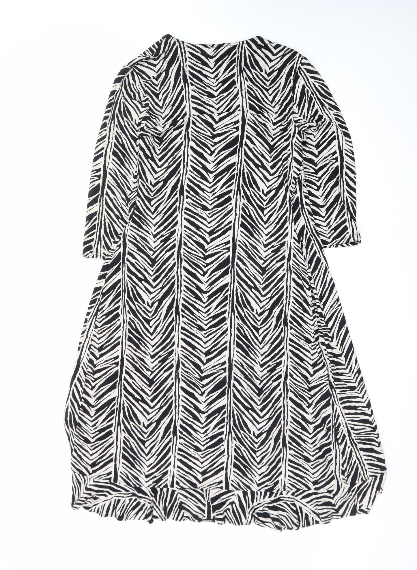 Kaliko Women's Black Animal Print Wrap Midi Dress Size 12