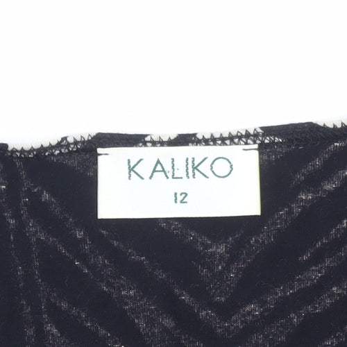 Kaliko Women's Black Animal Print Wrap Midi Dress Size 12