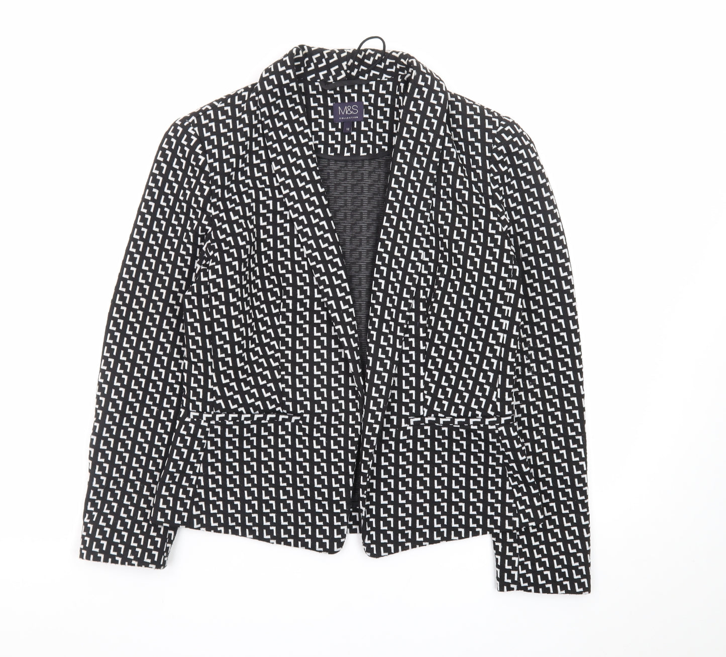 Marks and Spencer Women’s Black Geometric Blazer Size 12