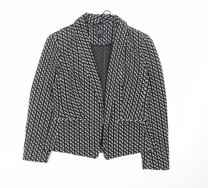 Marks and Spencer Women’s Black Geometric Blazer Size 12