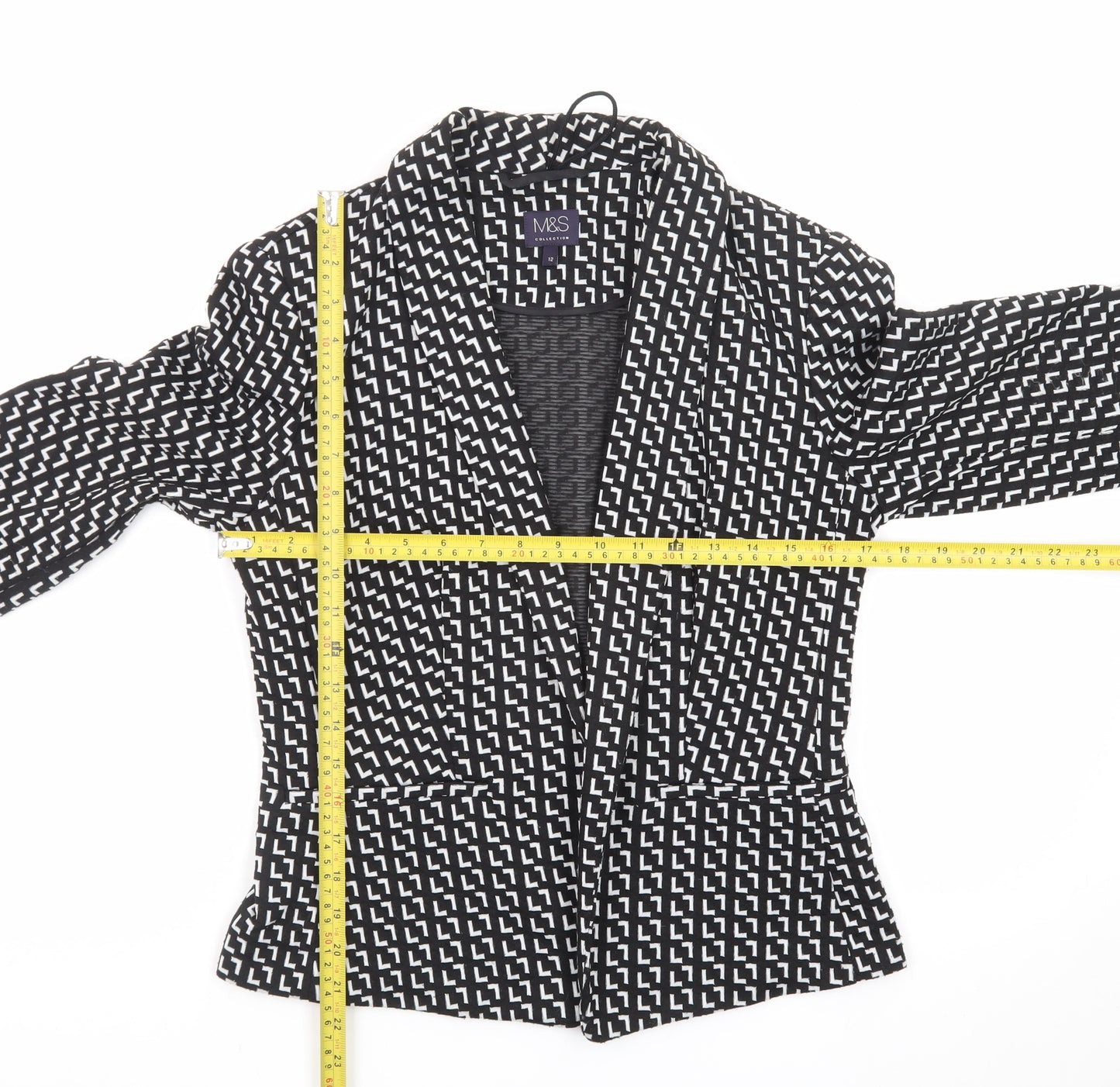Marks and Spencer Women’s Black Geometric Blazer Size 12