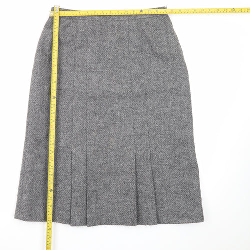 Marks and Spencer Women’s Grey Wool Pleated Midi Skirt Size 16