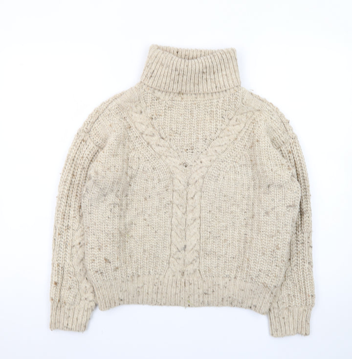 Marks and Spencer Womens Beige Roll Neck Chunky Knit Jumper M