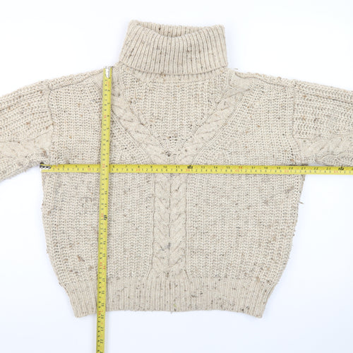 Marks and Spencer Womens Beige Roll Neck Chunky Knit Jumper M