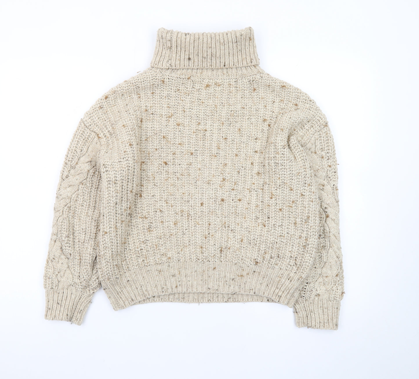 Marks and Spencer Womens Beige Roll Neck Chunky Knit Jumper M