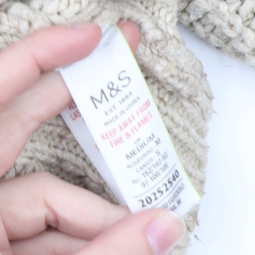 Marks and Spencer Womens Beige Roll Neck Chunky Knit Jumper M