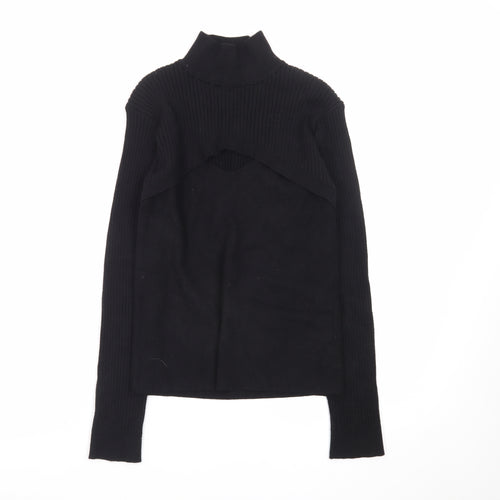 QED London Women Black M Roll Neck Long Sleeve Pullover Jumper