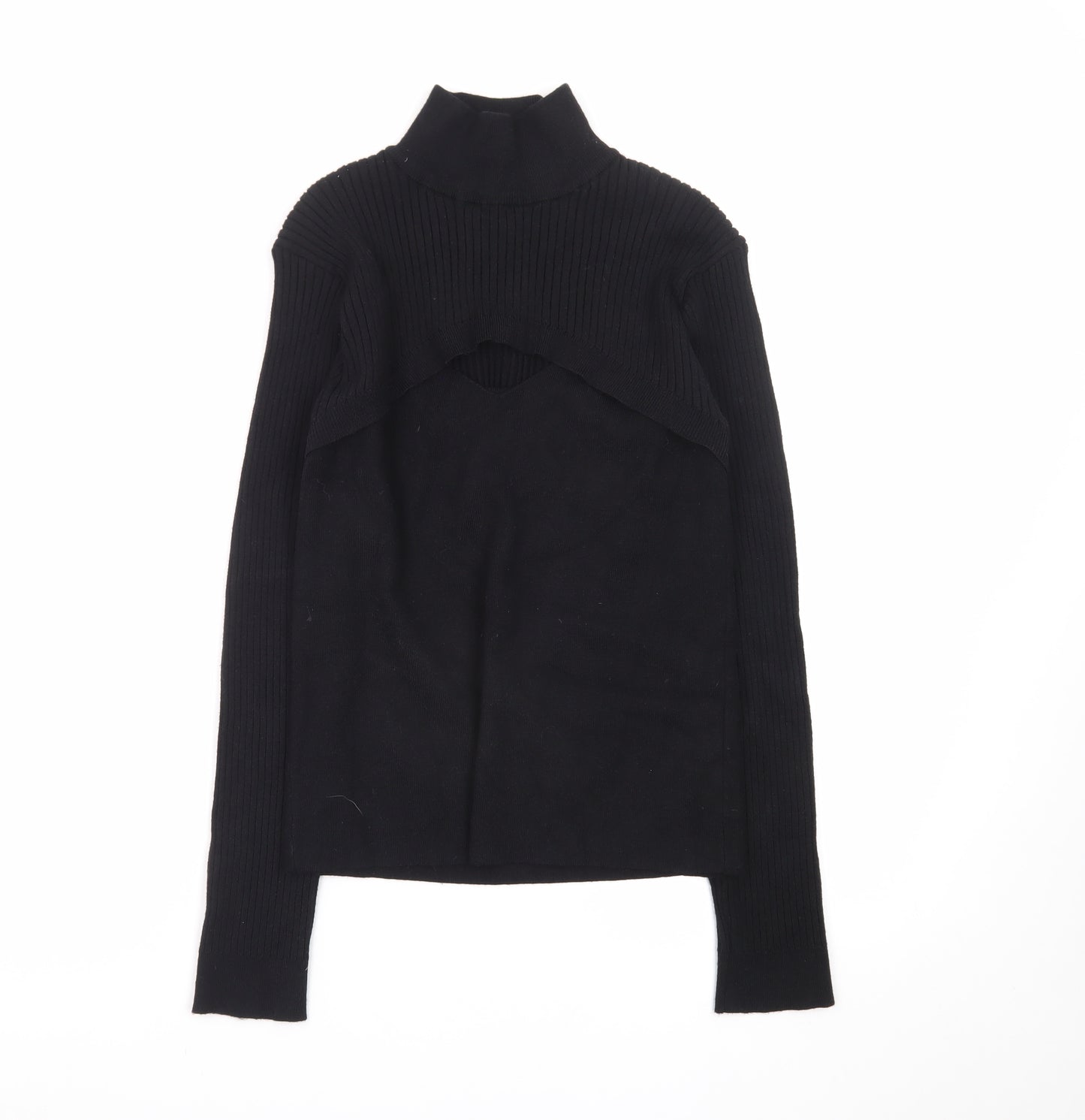 QED London Women Black M Roll Neck Long Sleeve Pullover Jumper