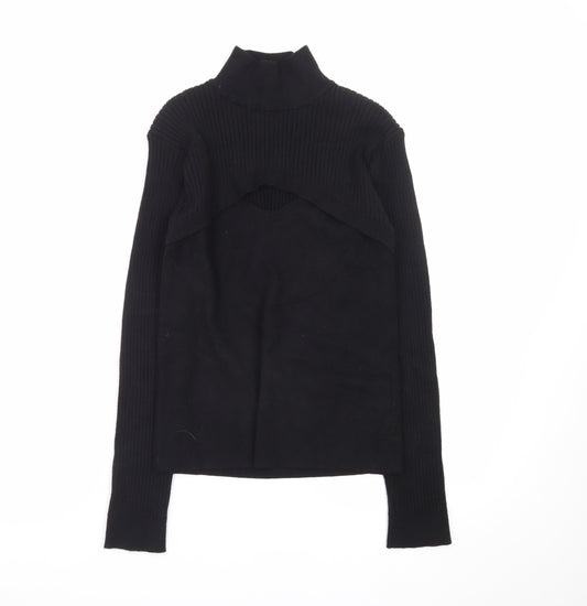 QED London Women Black M Roll Neck Long Sleeve Pullover Jumper