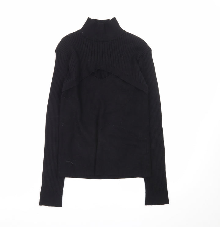 QED London Women Black M Roll Neck Long Sleeve Pullover Jumper