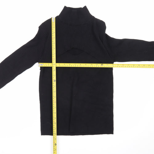 QED London Women Black M Roll Neck Long Sleeve Pullover Jumper