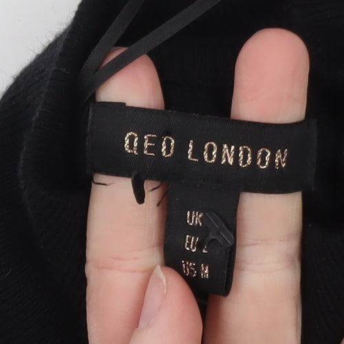 QED London Women Black M Roll Neck Long Sleeve Pullover Jumper