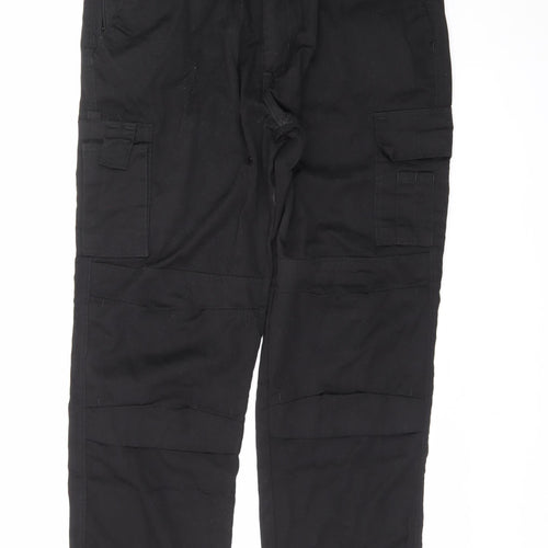 BKS Men's Black Cargo Work Trousers 38R Polyester Cotton
