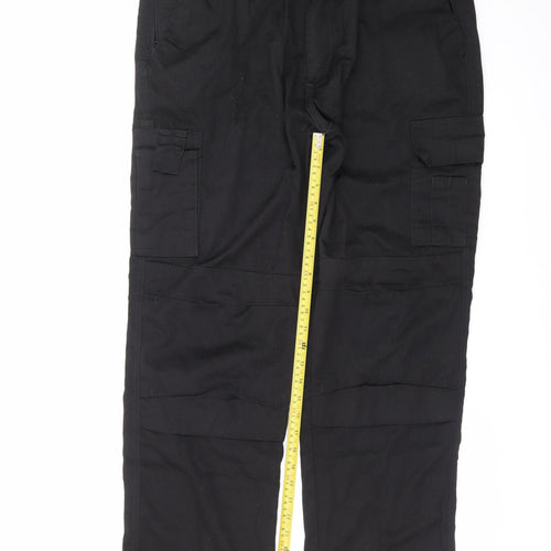 BKS Men's Black Cargo Work Trousers 38R Polyester Cotton