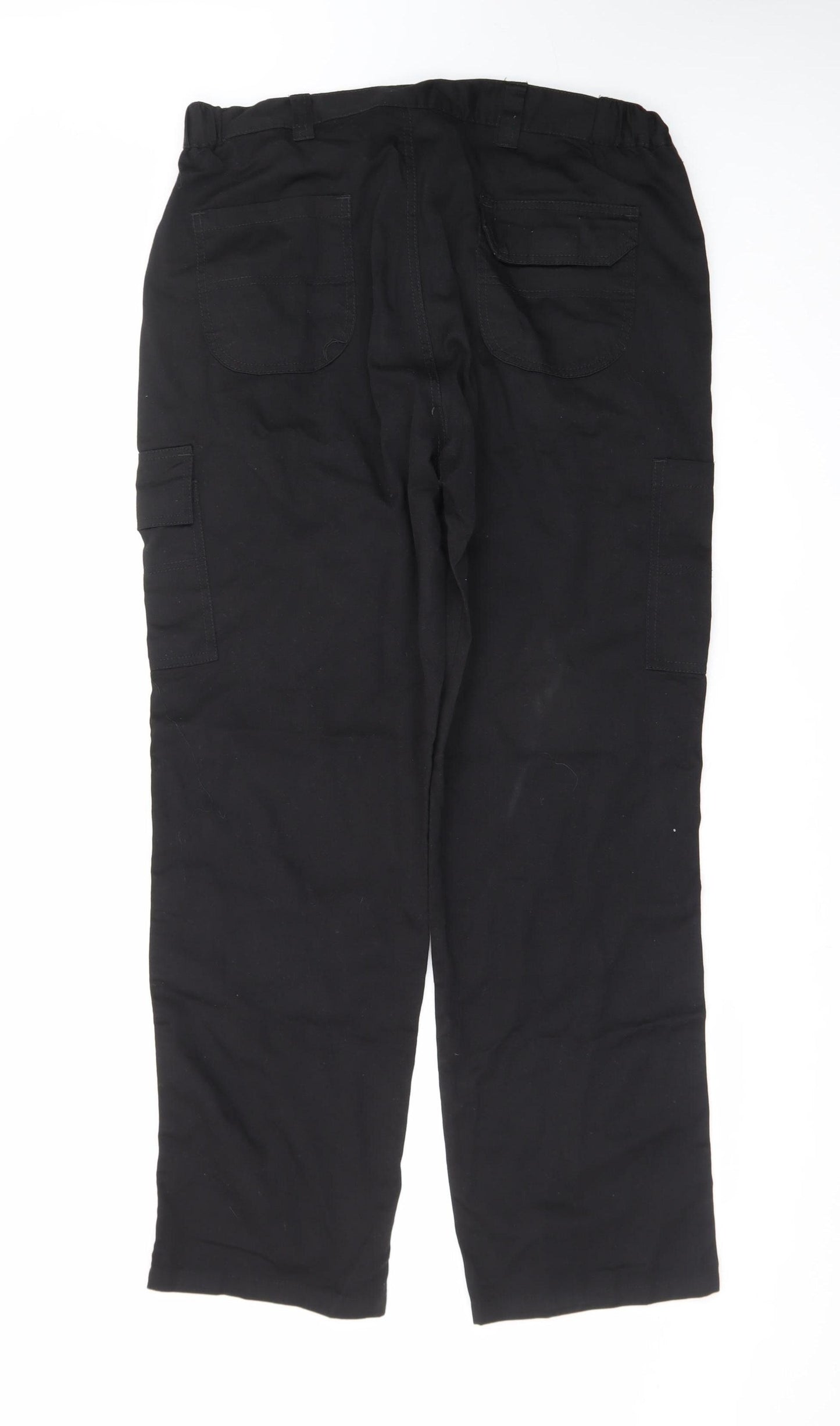 BKS Men's Black Cargo Work Trousers 38R Polyester Cotton