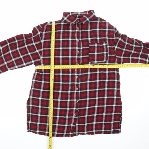 Brave Soul Women's Red Checked Flannel Button-Up Shirt Size S