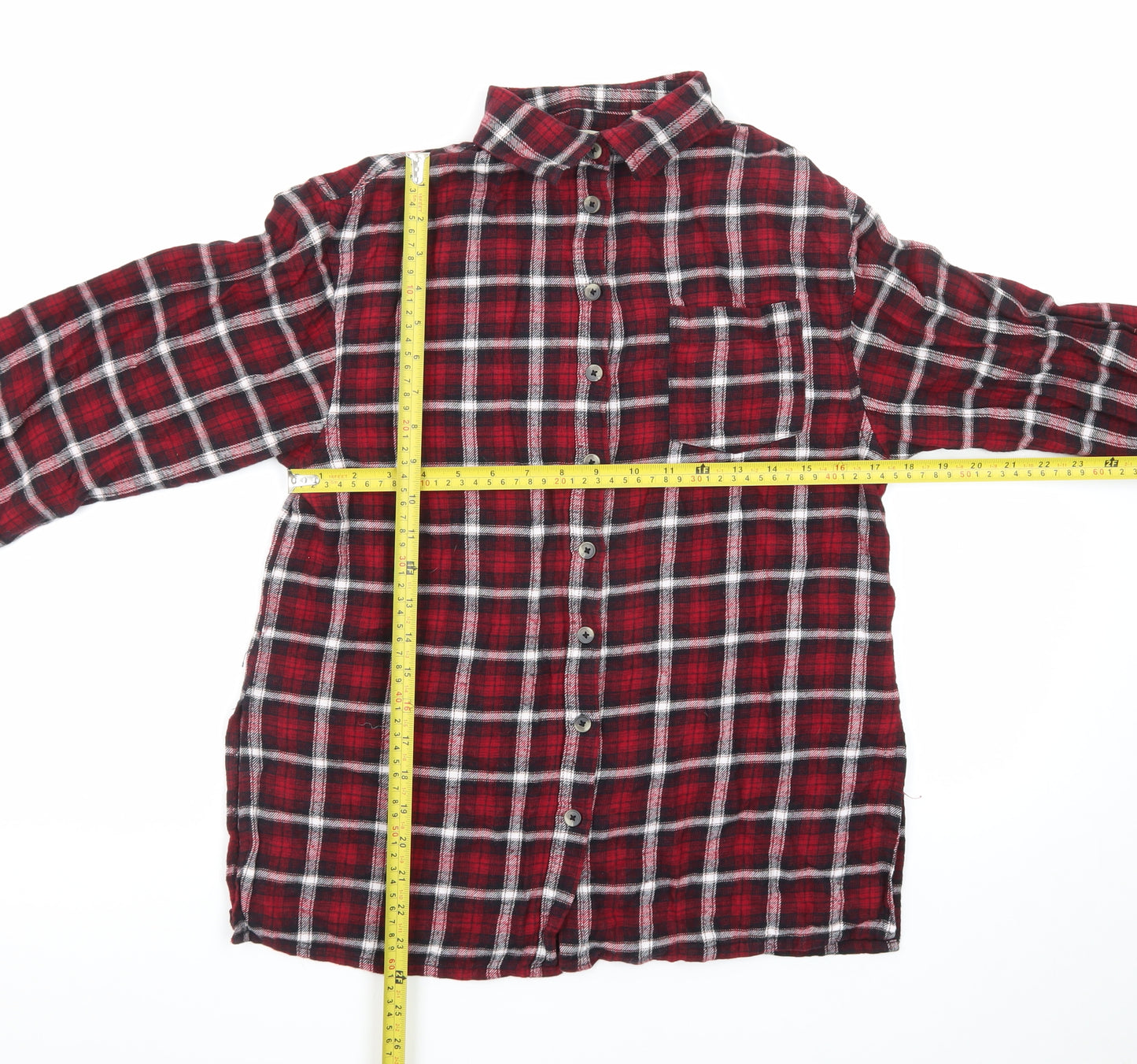 Brave Soul Women's Red Checked Flannel Button-Up Shirt Size S