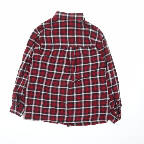 Brave Soul Women's Red Checked Flannel Button-Up Shirt Size S