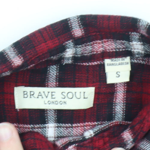 Brave Soul Women's Red Checked Flannel Button-Up Shirt Size S