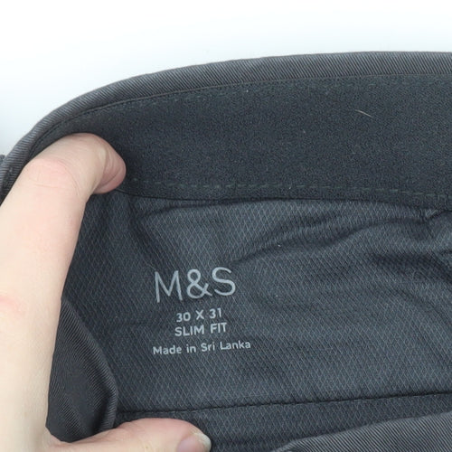 Marks and Spencer Men's Black Slim Fit Chino Trousers 30x31