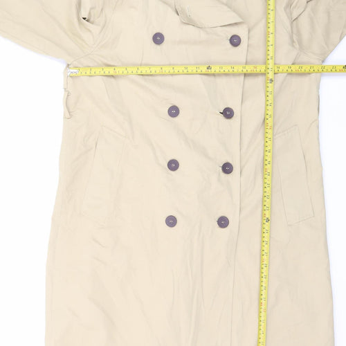 Zara Women's Beige Long Trench Coat Size 12 Classic Style